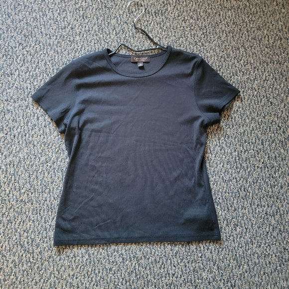 Karen Kane Basic  Black Short Sleeve Black Tee Shirt Size Medium - Picture 3 of 9